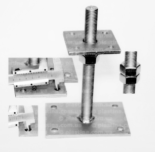 Опора стовпа дерев'яного регульована (домкрат) 80x80/140x100/6/M20x200мм, PB80