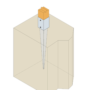 Анкерна опора забивна в ґрунт для стовпа, садовий анкер 100х150х750х2,0мм, PPJE100/100/750G